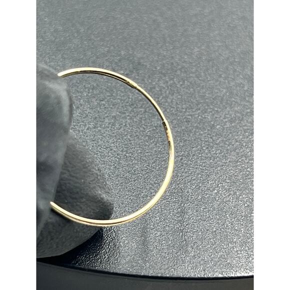 Designer Signed 14K Yellow Gold Continuous Endless Dainty Hoop Earrings 20mm - Picture 5 of 13